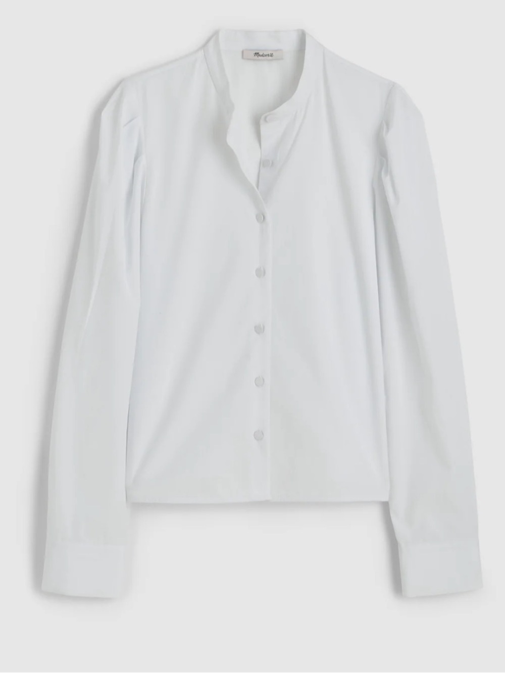 Madewell Crisp White Band-Collar Puffy Sleeve Button-Down Shirt Xsmall NW627